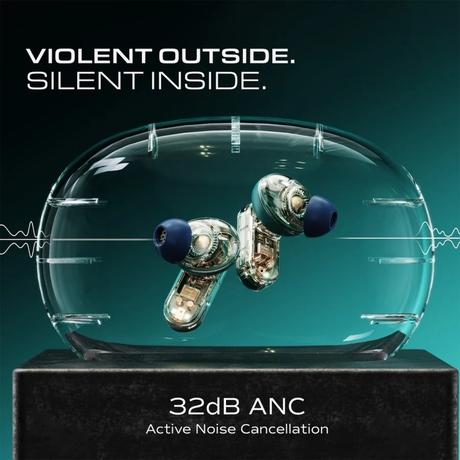 GOBOULT Mustang Sprint ANC Best TWS Earbuds with official Mustang Partnership 60 hours playtime, 32 dB ANC & 45 ms Low Latency Gaming, Nitro Green-5
