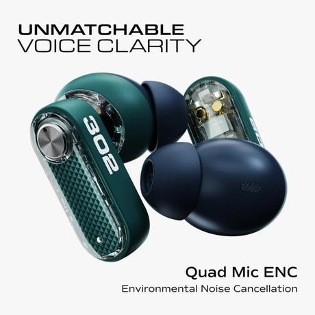 GOBOULT Mustang Sprint ANC Best TWS Earbuds with official Mustang Partnership 60 hours playtime, 32 dB ANC & 45 ms Low Latency Gaming, Nitro Green-6
