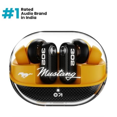 GOBOULT Mustang Sprint ANC Best TWS Earbuds with official Mustang Partnership 60 hours playtime, 32 dB ANC & 45 ms Low Latency Gaming, Turbo Yellow-0