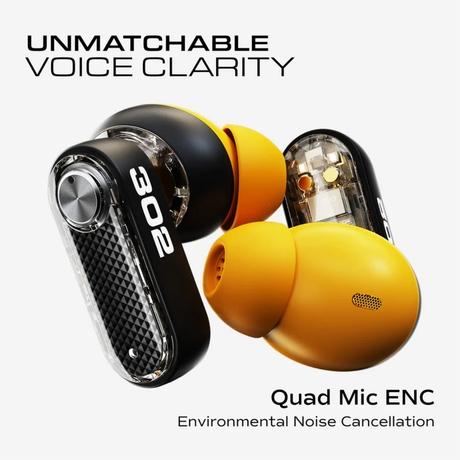 GOBOULT Mustang Sprint ANC Best TWS Earbuds with official Mustang Partnership 60 hours playtime, 32 dB ANC & 45 ms Low Latency Gaming, Turbo Yellow-6