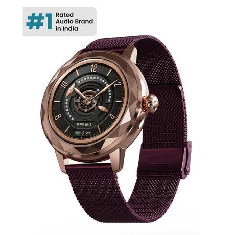 GOBOULT Alora Smartwatch with 3.02 cm (1.19 inch) AMOLED Screen, 800 Nits Brightness, Working Crown, BT Calling, Health Monitor, Multiple Sports Modes, Red Wine-0
