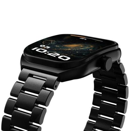 GOBOULT Kliff Curved Display Smartwatch with 5.10 cm (2.01 inch) HD Display, Bluetooth v5.3 HD Calling, Working Crown, Health Tracker and Free Strap Ddjustment Tool, Metal Black-0