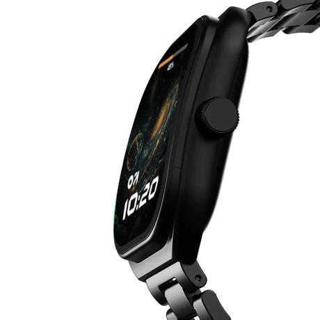 GOBOULT Kliff Curved Display Smartwatch with 5.10 cm (2.01 inch) HD Display, Bluetooth v5.3 HD Calling, Working Crown, Health Tracker and Free Strap Ddjustment Tool, Metal Black-1