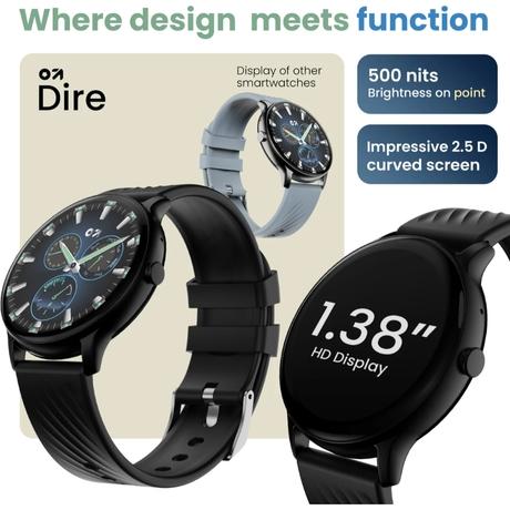 GoBoult Dire Round Dial Smart Smartwatch with 35.3 mm (1.39 inch) HD Screen,Functional Crown, Bluetooth Calling, Advanced Boult Health Tracker, 123+ Sports Modes, and 290+ Customizable Watch Faces (Black)-2