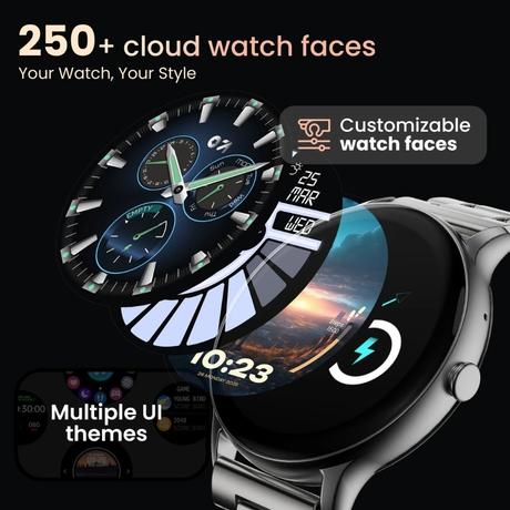 GoBoult Dire Round Dial Smart Smartwatch with 35.3 mm (1.39 inch) HD Screen,Functional Crown, Bluetooth Calling, Advanced Boult Health Tracker, 123+ Sports Modes, and 290+ Customizable Watch Faces (Silver)-2