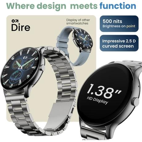 GoBoult Dire Round Dial Smart Smartwatch with 35.3 mm (1.39 inch) HD Screen,Functional Crown, Bluetooth Calling, Advanced Boult Health Tracker, 123+ Sports Modes, and 290+ Customizable Watch Faces (Silver)-3