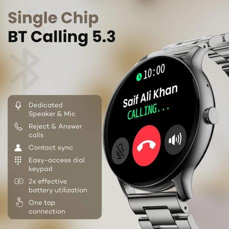 GoBoult Dire Round Dial Smart Smartwatch with 35.3 mm (1.39 inch) HD Screen,Functional Crown, Bluetooth Calling, Advanced Boult Health Tracker, 123+ Sports Modes, and 290+ Customizable Watch Faces (Silver)-5