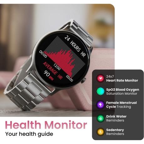 GoBoult Dire Round Dial Smart Smartwatch with 35.3 mm (1.39 inch) HD Screen,Functional Crown, Bluetooth Calling, Advanced Boult Health Tracker, 123+ Sports Modes, and 290+ Customizable Watch Faces (Silver)-7