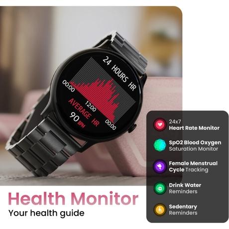 GoBoult Dire Round Dial Smart Smartwatch with 35.3 mm (1.39 inch) HD Screen,Functional Crown, Bluetooth Calling, Advanced Boult Health Tracker, 123+ Sports Modes, and 290+ Customizable Watch Faces (Jet Black)-7
