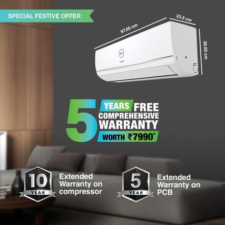 Godrej 1.5 Ton 3 Star 5-in-1 Convertible Inverter Split AC, 18TTC3-W (i-Sense Feature, Hidden display in IDU, Acoustic Jacket on Compressor, Hydrophilic Blue Fins)-1