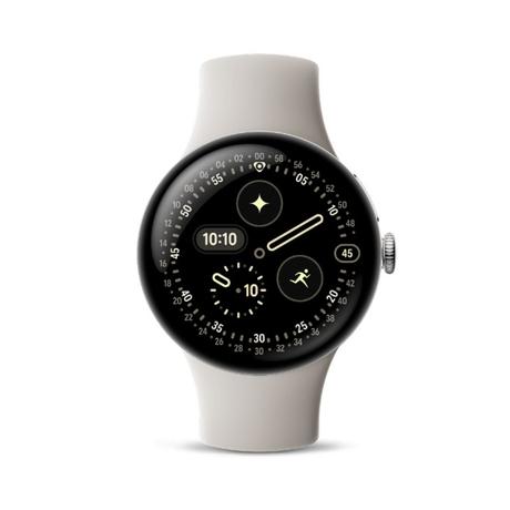Google Pixel Watch 4 41 mm Smart Watch with Polished Silver Porcelain Active Band-0