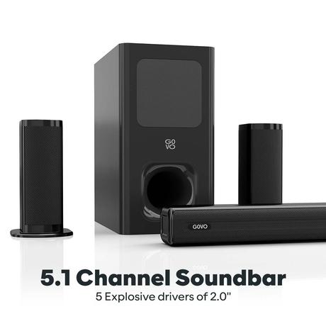 GOVO GoSurround 955 200 W Soundbar, 5.1 Channel Home Theatre, 13.33 cm (5.25 inch) Subwoofer, HDMI, Opt, AUX, USB & Bluetooth, 3 Equalizer Modes, Stylish Remote & LED Display (Black)-2