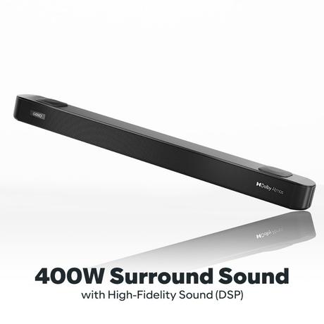 GOVO GoSurround 940, 4.1 (2.1.2) Channel Home Theatre, 400 W Sound bar with True Dolby Atmos, 16.51 cm (6.5 inch) subwoofer, OPT, AUX, USB & Bluetooth, 3 Equalizer Modes & LED Display (Platinum Black)-1