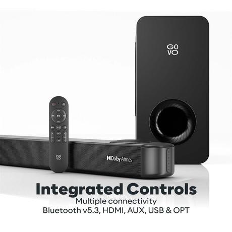 GOVO GoSurround 940, 4.1 (2.1.2) Channel Home Theatre, 400 W Sound bar with True Dolby Atmos, 16.51 cm (6.5 inch) subwoofer, OPT, AUX, USB & Bluetooth, 3 Equalizer Modes & LED Display (Platinum Black)-5
