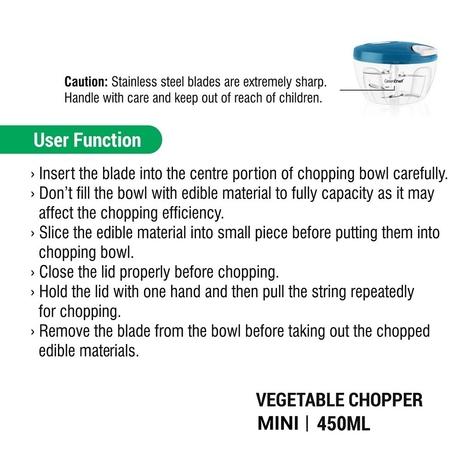 Greenchef Handy 450 ml Vegetable Chopper, 3 Stainless Steel Blade-2