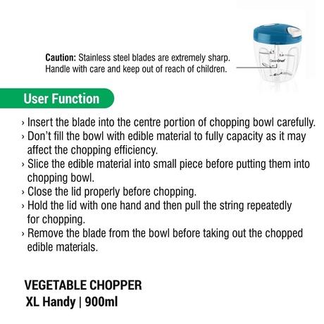 Greenchef XL Handy 900 ml Chopper, Chops Vegetables and Nuts into Fine Piece-2