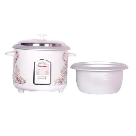 Butterfly litres Electric Rice Cooker, Raga, Comes With Additional  Bowl, Stainless Steel Top Lid, White