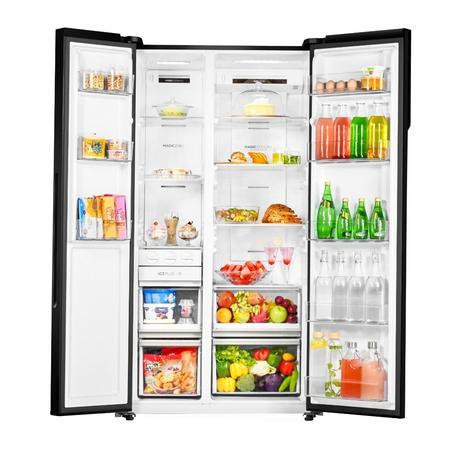 Haier 602 L Wi-Fi Enabled Side By Side Refrigerator, Black Glass, HRS-682KGU1-4