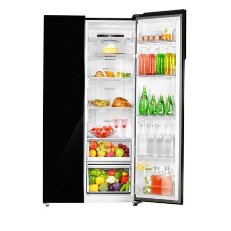 Haier 602 L Wi-Fi Enabled Side By Side Refrigerator, Black Glass, HRS-682KGU1-5