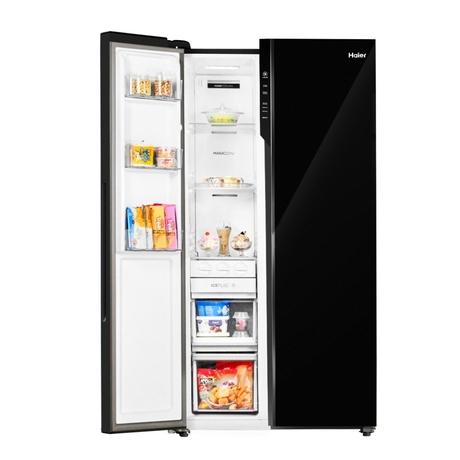 Haier 602 L Wi-Fi Enabled Side By Side Refrigerator, Black Glass, HRS-682KGU1-6