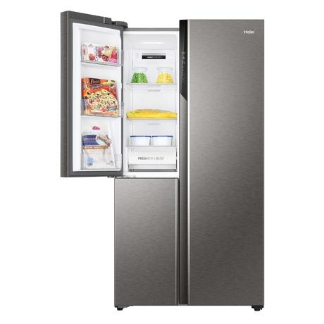 Haier 598 L 3-Door Convertible Side by Side Refrigerator, Inox Steel, HRT-683ISU1-4