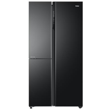 Haier 598 L 3 Star Side by Side Refrigerator with WIFI Enabled Smart Sense AI, Black Glass, HRT-683KGU1-0
