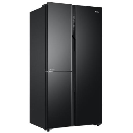 Haier 598 L 3 Star Side by Side Refrigerator with WIFI Enabled Smart Sense AI, Black Glass, HRT-683KGU1-3