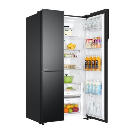 Haier 598 L 3 Star Side by Side Refrigerator with WIFI Enabled Smart Sense AI, Black Glass, HRT-683KGU1-5