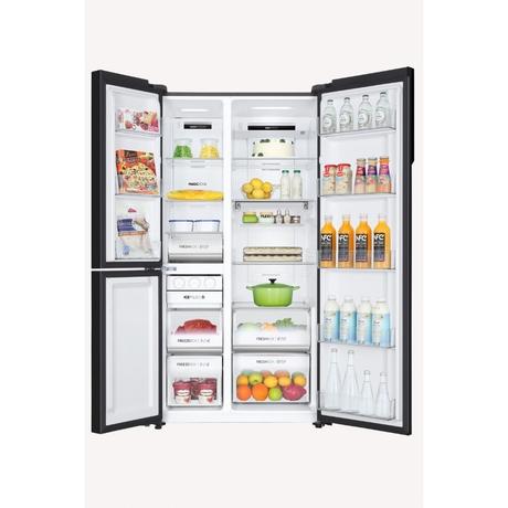 Haier 598 L 3 Star Side by Side Refrigerator with WIFI Enabled Smart Sense AI, Black Glass, HRT-683KGU1-6