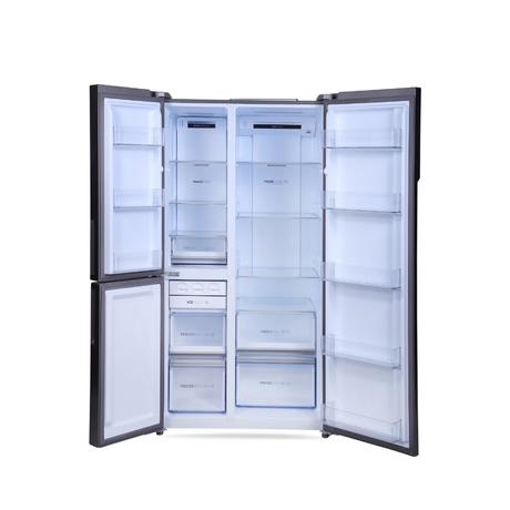 Haier 598 L 3 Star Side by Side Refrigerator with WIFI Enabled Smart Sense AI, Black Glass, HRT-683KGU1-7