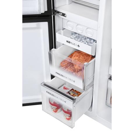 Haier 598 L 3 Star Side by Side Refrigerator with WIFI Enabled Smart Sense AI, Black Glass, HRT-683KGU1-8