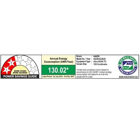 Haier 109 cm (43 inch) 4K Ultra HD LED Google TV, 43A9UG-4