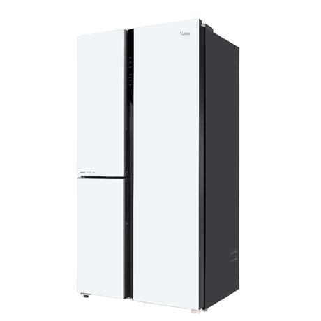 Haier 598L 3 Star Vogue 3-Door Side by Side Frost Free Refrigerator, Wi-Fi, Expert Inverter Technology, Digital Display Panel, Triple Twist Ice Maker, Deo Fresh Technology (HRT-683PWGU1, Pearl White Glass)-1