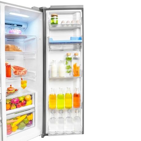 Haier 596 L 3 Star Side By Side Refrigerator with Deo Fresh Technology, Regal Steel, HRS-682WRSU1-12