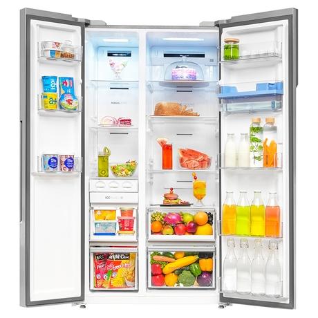 Haier 596 L 3 Star Side By Side Refrigerator with Deo Fresh Technology, Regal Steel, HRS-682WRSU1-3