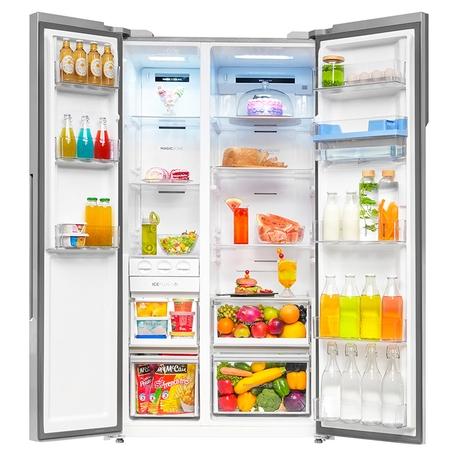 Haier 596 L 3 Star Side By Side Refrigerator with Deo Fresh Technology, Regal Steel, HRS-682WRSU1-4
