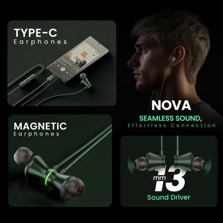 Hammer Nova Universal C-Type Earphones, Daily Use Earphone with in-line Control, Metallic Built, Powerful Bass, Snug n Secure Fit and Lightweight-6