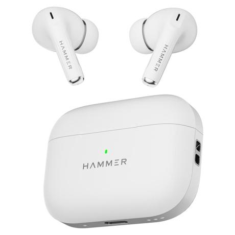 HAMMER Aeromax ANC (32 dB) TWS, BT v5.4, Low Latency, In-Ear Bluetooth Earbuds with Clear ENC Calling, Quad Mics, Type-C, Touch Controls, Deep Bass, 30 Hrs Playtime (White)-0
