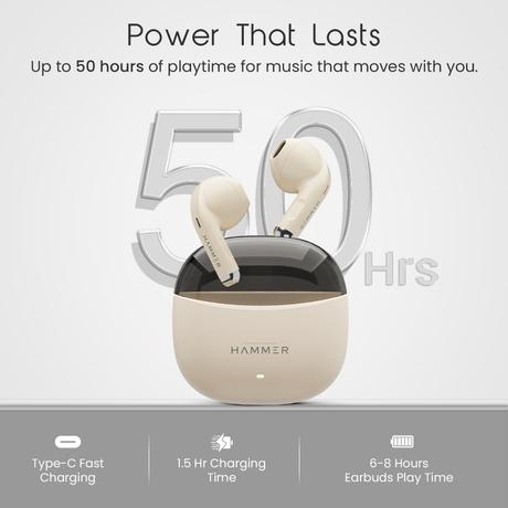 Hammer TWS Ultra Pods Earbuds, Beige-1