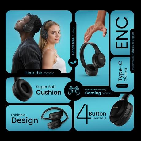 Hammer ENC Vibe Bluetooth Headphone, Black-1