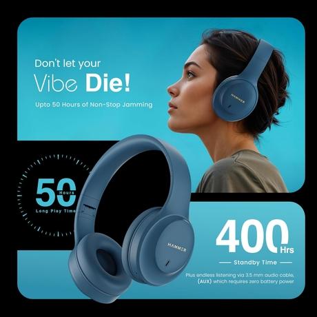 Hammer ENC Vibe Bluetooth Headphone, Blue-5