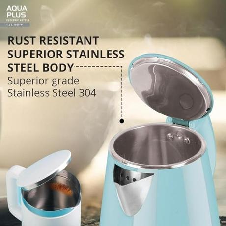 Havells Aqua Plus, 1.2 Litres, Stainless Steel Kettle, 360 Degree Cordless Kettle, Boil Dry Protection, Auto Shut off, Assorted colour's (Black/Blue)-2