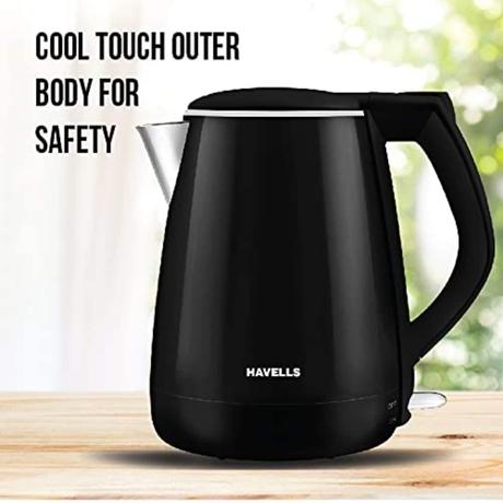 Havells Aqua Plus, 1.2 Litres, Stainless Steel Kettle, 360 Degree Cordless Kettle, Boil Dry Protection, Auto Shut off, Assorted colour's (Black/Blue)-7