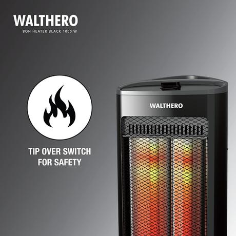 Havells Walthero 1000 Watt Room Heater with Two Carbon Heating Tubes, Tip Over Protection, Silent Operation, Anti Rust Protection, 2 years Manufacturer Warranty (Black)-3