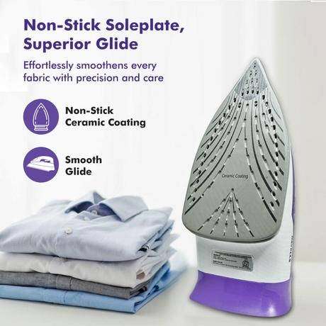 Havells Husky 2200 W Steam Iron, Non-Stick, 320 ml Tank, Purple-2