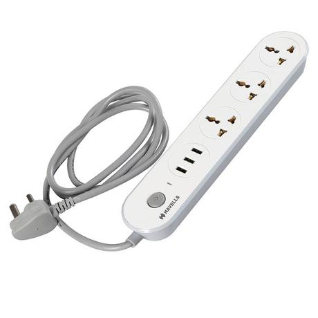 Havells USB Star 4+1 Built in Surge Protector with Spikeguard, White, AHNKXXG063-1