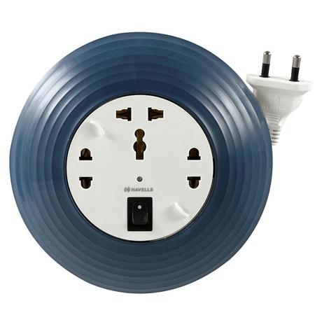 Havells Cosmo Reel 2 PIN 5 Meter Wire Flexbox with Spikeguard, Blue, AHEXXXU065-1