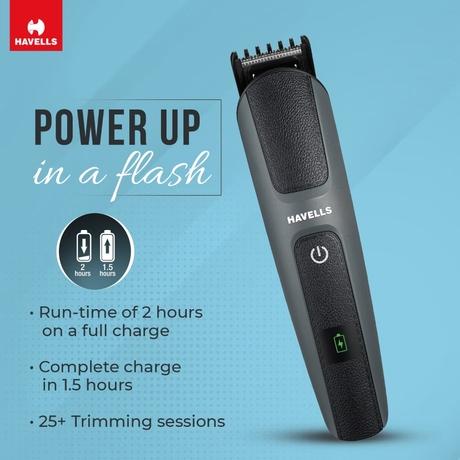 Havells 15-in-1 IPX7 Grooming Kit, 120 Mins Run-time, GS8714-3