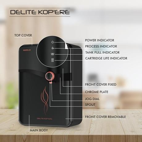 Havells Delite Kopere 6.5 L RO + UV + Alkaline + HR Water Purifier, Black-2
