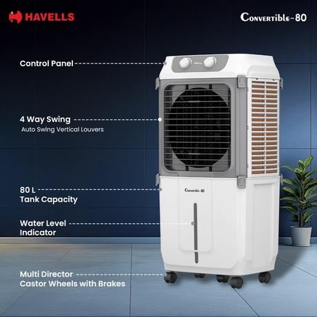 Havells Convertible 80 Desert cooler, 80 L, White & Grey-2